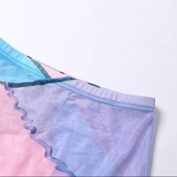 Pink Sands Asymmetrical Pipping Bodycon Skirt Set Beach Bikini Coverup Mini Set - Picture 12 of 14